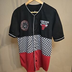 NBA Chicago Bulls Black and Red Checkered Jersey